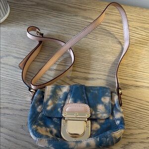 Blue and Tan Crossbody Bag